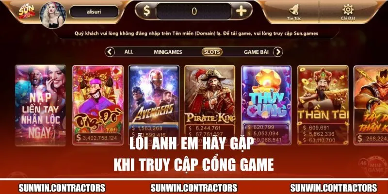 Lỗi anh em hãy gặp khi truy cập cổng game